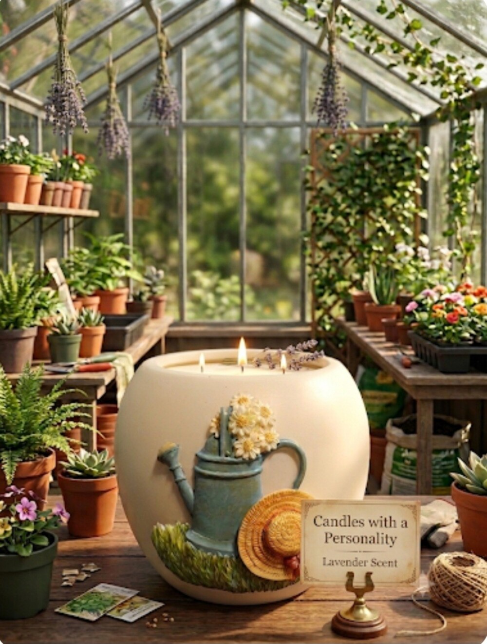 Lavender Candle in Ceramic Container NEW - Picture 2 of 3